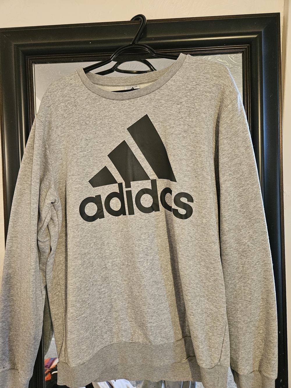 Adidas Gray Crewneck Sweatshirt Big Logo Men’s Size Large